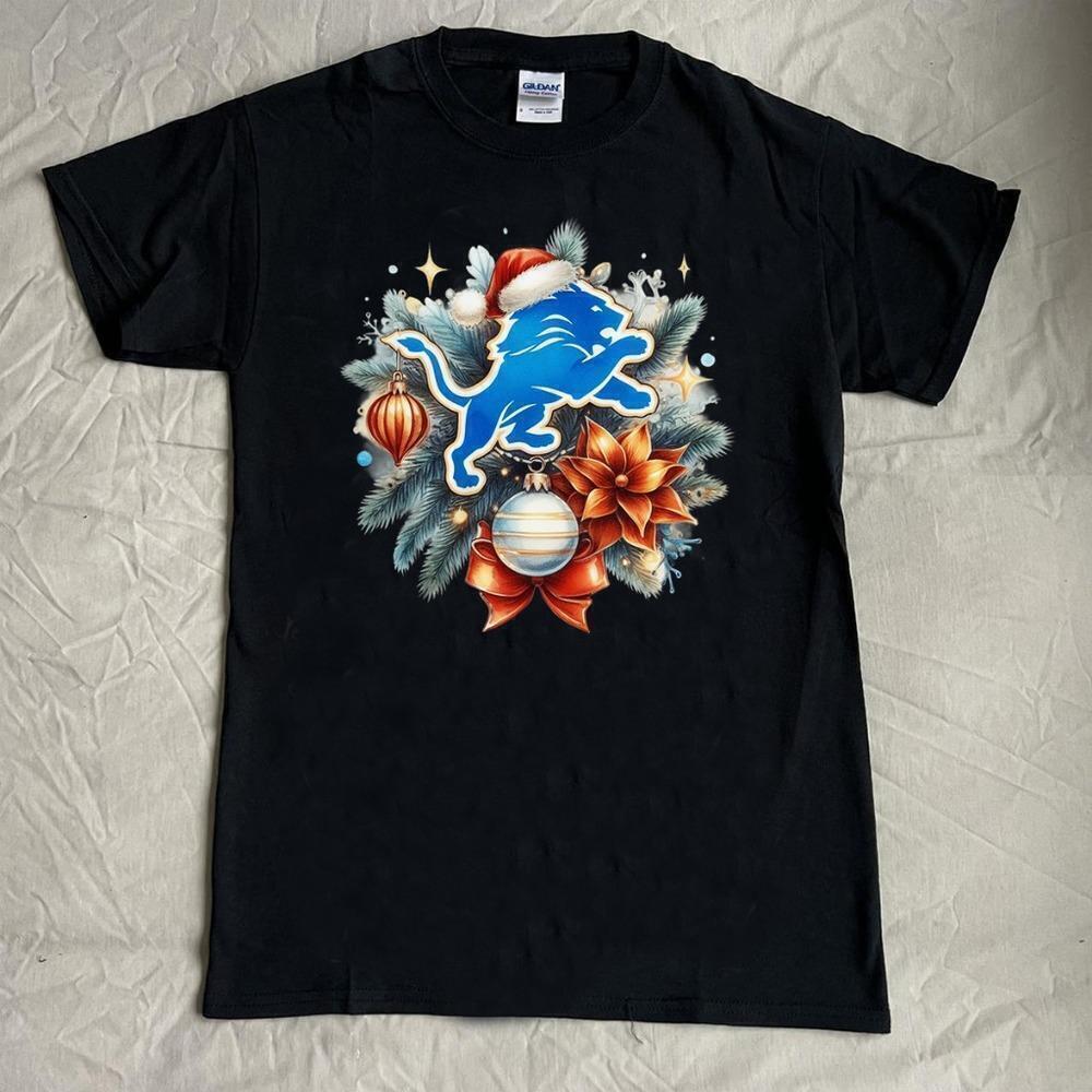 Detroit Lions Christmas T-Shirt, Nfl Unisex Black T-Shirt